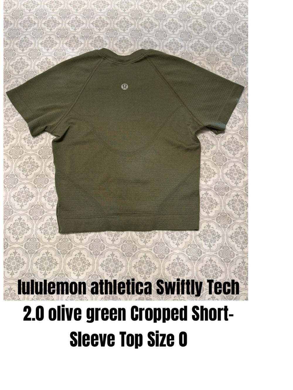 lululemon athletica Swiftly Tech 2.0 olive green Cropped Short-Sleeve Top Size 0